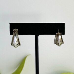 Vintage Sterling Silver Hoop Earrings with Rope Detail 3/4"